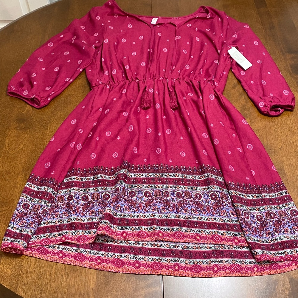 NWT Xhilaration Multi Color Paisley and Multi Design Print Dress. Size L.